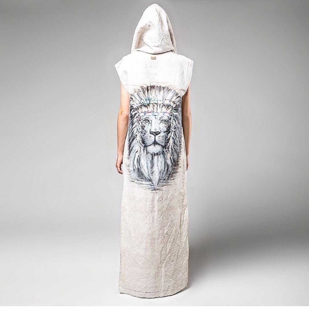 NoMad by Alina Mira Antique Handwoven Hand-Painted Hemp Kimono